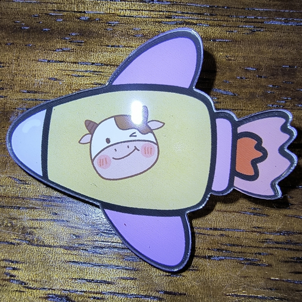 Cute Cow Pin Decoration - Yellow and Purple